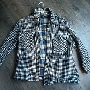 Zara Plaid Navy and Cream Jacket